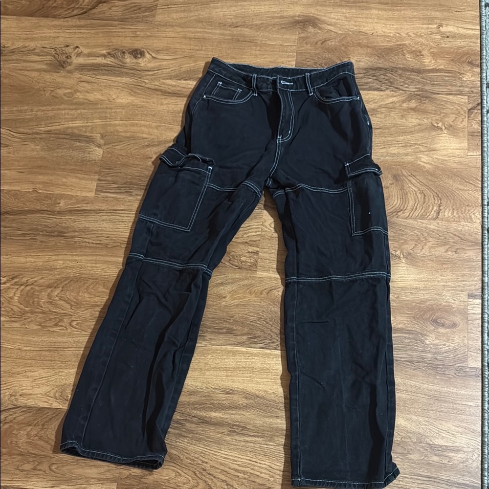 SHEIN Black Cargo Pants with Utility Style